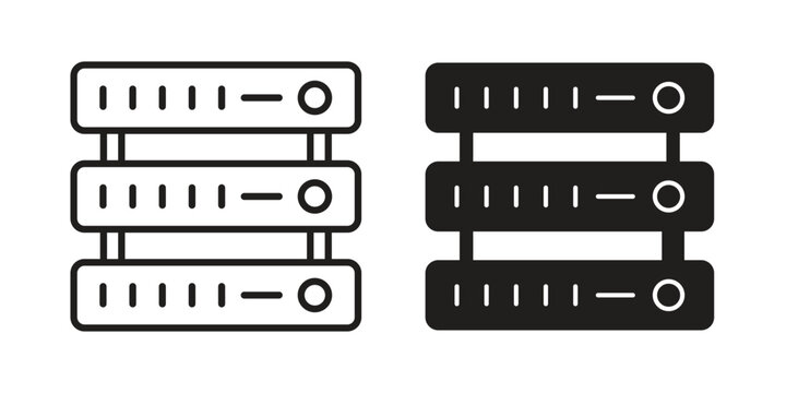 Server icons in black glyph and liner versions for design.
