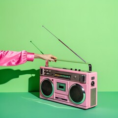 Boombox Retro Music Player Device Vintage Audio System