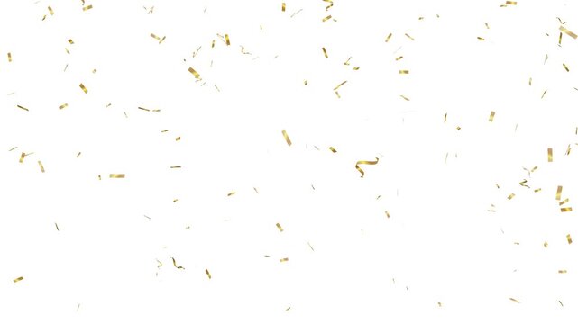 celebration gold confetti loopable overlay. 3d golden confetti falling video on transparent background with alpha channel.