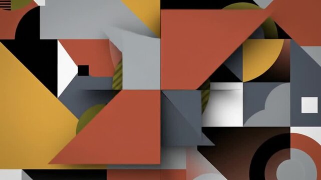 Modern Abstract Geometric Shapes in Earthy Tones Animation.