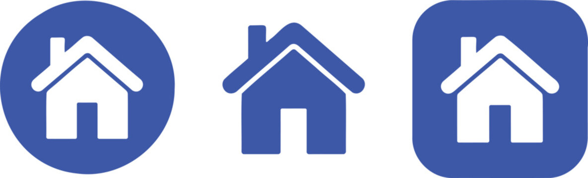 Three blue house on white background home symbol