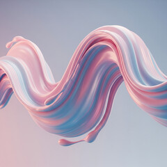 A vibrant wavy stream of pink and blue liquid flows dynamically across a gradient background.