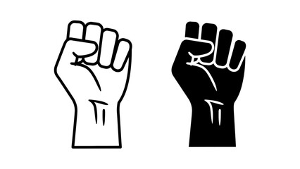 Obraz premium Outline and Silhouette of a Fist with Detailing