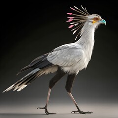 Secretarybird Standing Profile Wildlife Portrait Feathered Predator