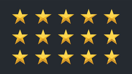 Fototapeta premium Fifteen Golden Stars In A Grid For Awards And Praise, Bright Star.