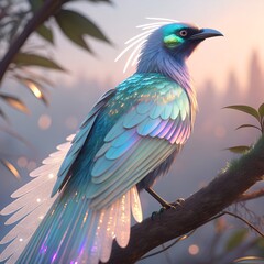 Exotic Bird Wildlife Illustration Vibrant Plumage Fantasy Creature