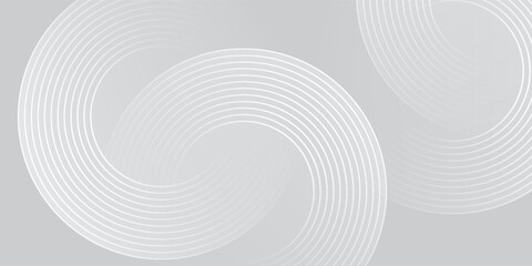 Abstract white glowing geometric lines on gray background. Modern shiny blue circle lines pattern. Futuristic technology concept. Suit for cover, poster, © Lukman