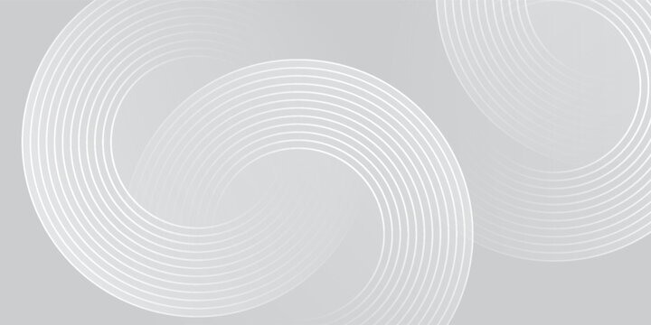 Abstract white glowing geometric lines on gray background. Modern shiny blue circle lines pattern. Futuristic technology concept. Suit for cover, poster,