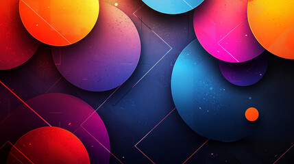 Modern geometric graphic design scene with bold shapes, vibrant colors, and space for branding or text