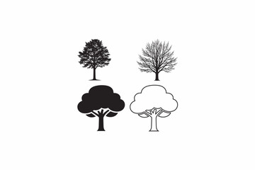 American Beech tree vector silhouettes black image made by adobe illustrator.