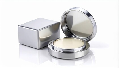 Silver Perfume Compact Open Showing Scented Balm Next to Box