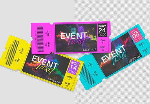 Stacked Event Ticket Mockup