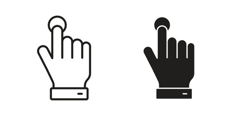 Obraz premium Finger control icons for web design set in black stroke and solid style. EPS10