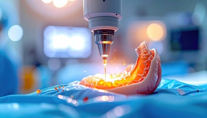 Precision robotic surgical tool tip embedded in simulated tissue