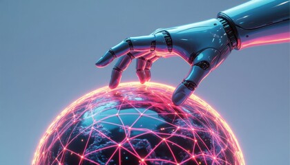 Robotic Hand Touching Globe