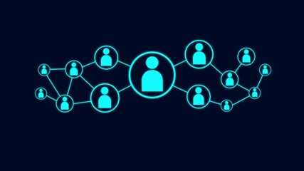 Animation of network of connections with people icons, Users Connected Network Technology. Global network connections and social networking. Connecting people around the world. 4K  video - Powered by Adobe
