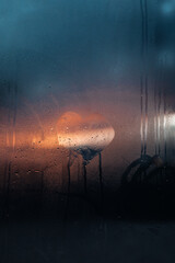 Hand Drawn Heart on Fogged Glass with Sunset