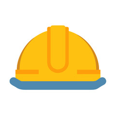 Stylized Flat Vector Yellow Construction Hard Hat Isolated on Black Background