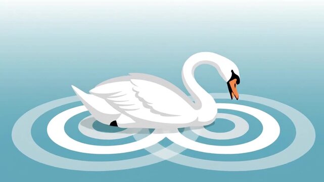 Elegant Swan In Motion On Calm Water Animated Sequence For Stock Illustrations