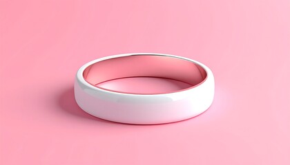 Minimalist White Ring on Pink Background - A Study in Simplicity and Elegance.
