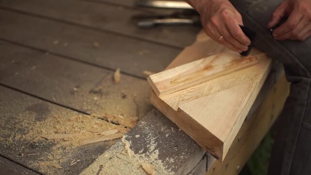 carpentry work. slow motion video. High quality video in FullHD format.