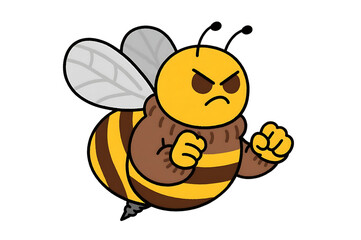 Obraz premium Angry bee cartoon with fists