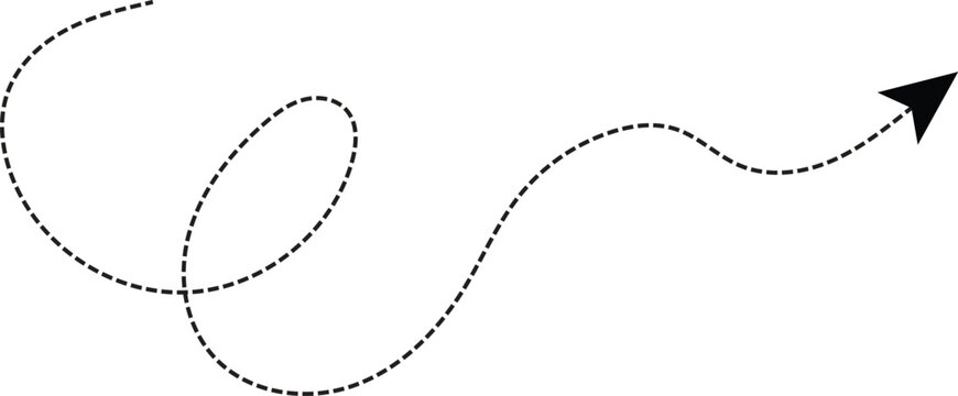 Vector illustration dotted line with arrow on transparent background 