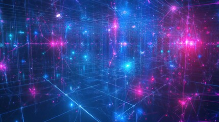 The intersection of AI and neural networks visualized in a high-tech data center, highlighting technological advancements