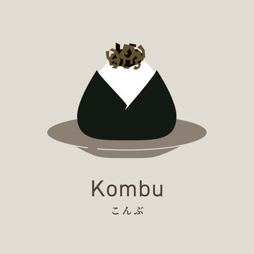 Japanese Onigiri Rice Ball Flat Food Icon &ndash; Kombu