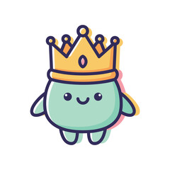 Cute Cartoon Character Wearing Crown Illustration