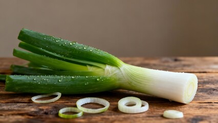 Fresh organic green zucchini and raw vegetables on a wooden cutting board represent a healthy vegetarian diet and the natural freshness of ripe plant based ingredients for salad