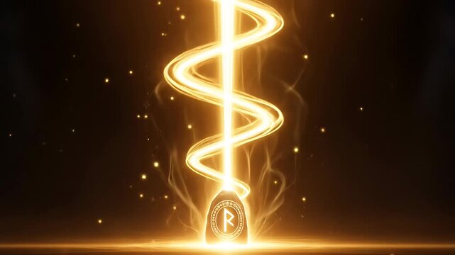 Glowing Rune Stone with Energy Spiral