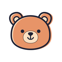 Obraz premium Adorable Cartoon Bear Face Illustration
