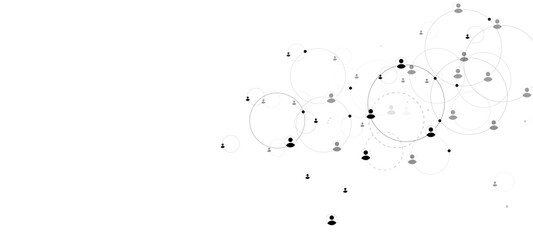 Fototapeta na wymiar Network background. Connections with points, lines, and people icons. Vector technology black ink splashes background