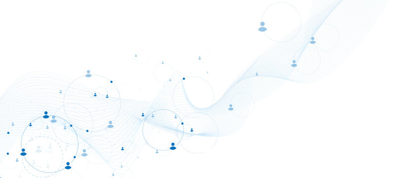 Network background. Connections with points, lines, and people icons. Vector technology background abstract wave background