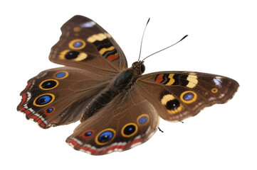Fototapeta premium Elegant brown butterfly with colorful spotted wings