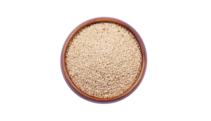 A circular object with a textured surface and a brown rim is centered on a white background, simple high-key lighting with cutout object