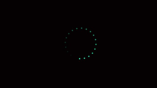 Neon light glowing white color circle frame animation loading icon animation on black background.  loading bar line progress loop Animation video transparent background with alpha channel. animated ci