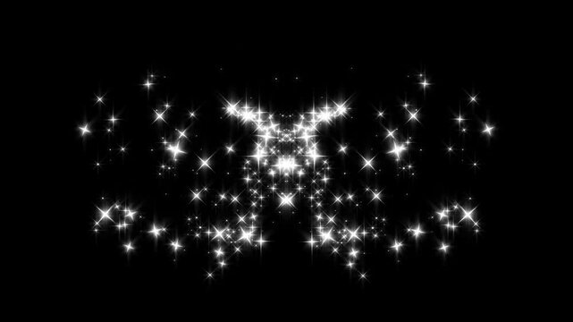 Twinkle stars line glitter sparkle, luxury white glitter sparkle featuring twinkling particles, white shining stars and dust particles star sparkle vector doodles, glowing light effect on black screen
