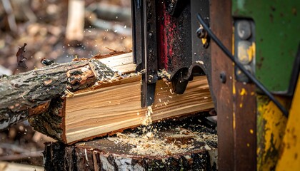 Hydraulic Wood Splitter in Action - Splitting Firewood with Precision.