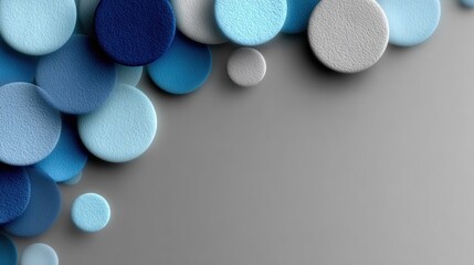 Abstract network of circles left side, solid background, text area right