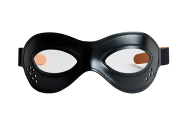 Vintage Motorcycle Goggles Black Leather Classic Style Protective Eyewear for Bikers on transparent background