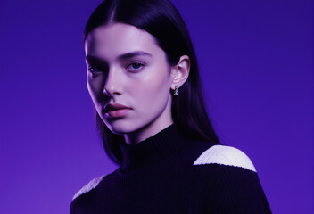 Moody violet portrait with soft rim light