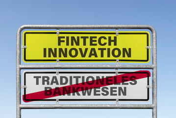 Naklejka premium Metalltafel, FINTECH-INNOVATION statt TRADITIONELLEM BANKWESEN