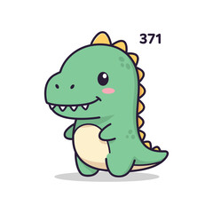 Obraz premium Cute Cartoon Dinosaur Illustration with Number 371