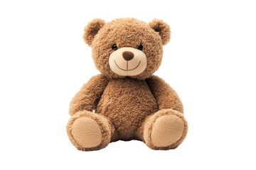 Obraz premium Brown Teddy Bear Plush Toy Sitting Comfortably Cute Animal Gift for Childrens Childhood on transparent background