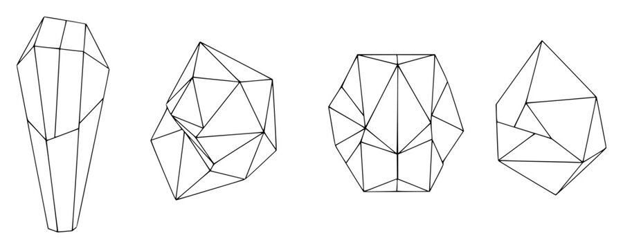 Abstract geometric wireframe polyhedra shapes white polyhedron