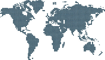 Fototapeta premium Dark blue dotted map on white background globe earth