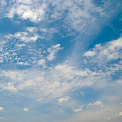 Vibrant Daytime Sky With Fluffy White Clouds and Open Copy Space Horizontal