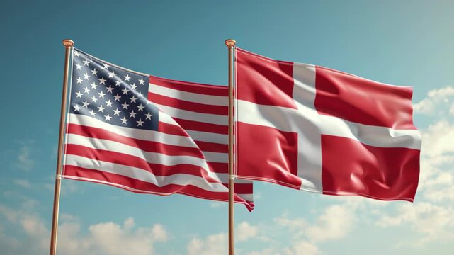 Flags of the usa and denmark celebrating unity outdoor setting digital art vibrant sky cultural exchange